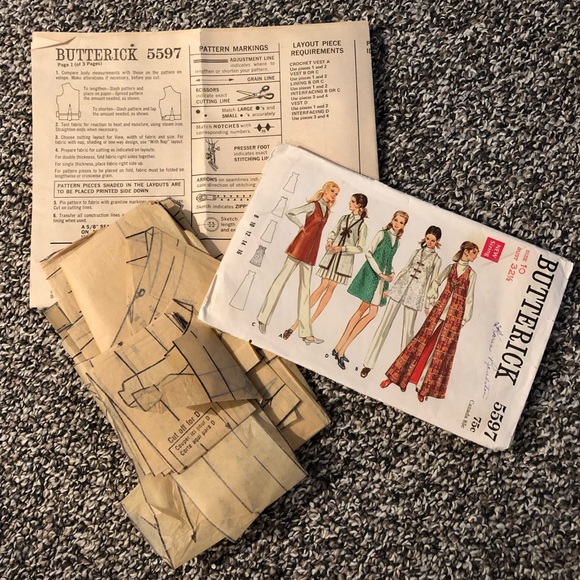70's Butterick 5597 Misses' Vest Pattern - Vest Sewing Pattern - Size 10 - Picture 3 of 5